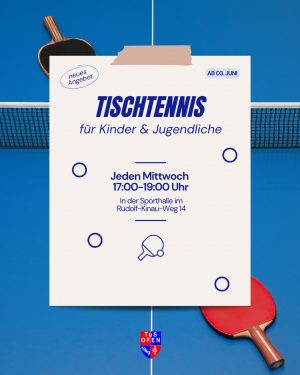 Neues Sportangebot: Tischtennis für Kinder und Jugendliche